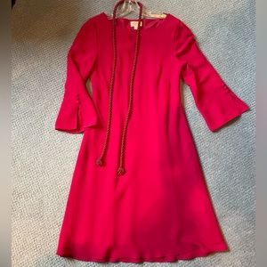 Red Talbots Petites, size 14, pleated dress w/belt